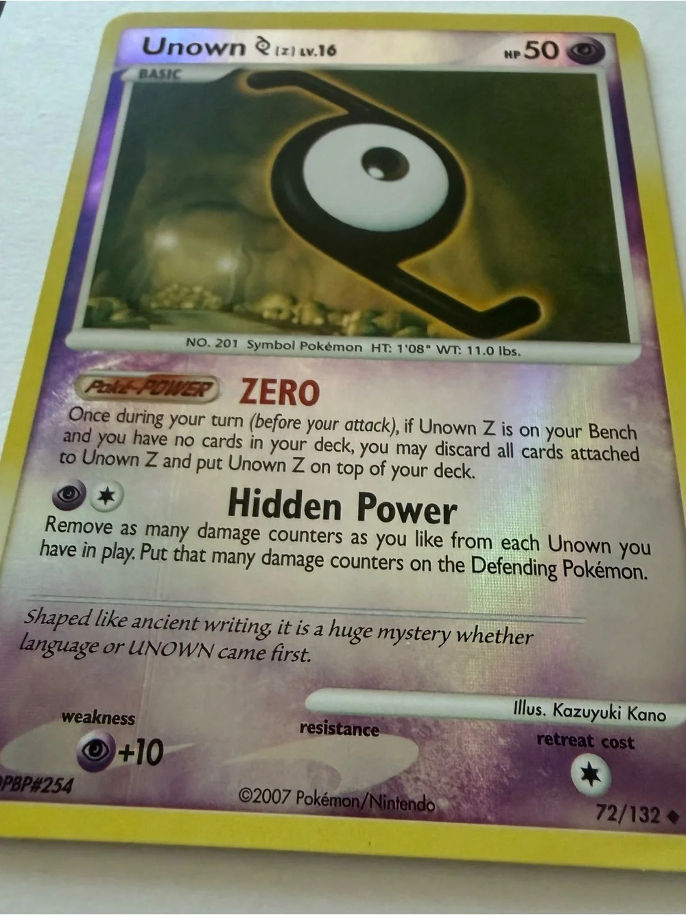 Pokemon Card - Unown [Z] Secret Wonders 72/132 Uncommon Reverse Holo LP